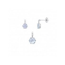 Sterling Silver B.Topaz CZ Pendant Set