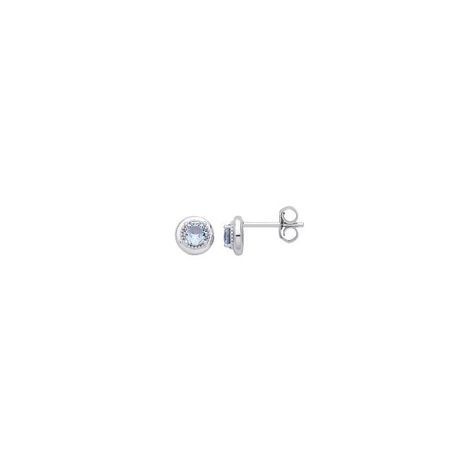 Lowry Sterling Silver Sterling Silver Blue CZ Stud Earrings