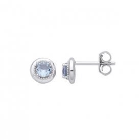 Sterling Silver Blue CZ Stud Earrings