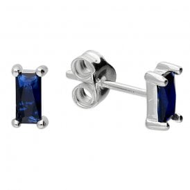 Sterling Silver Blue Stud Earrings