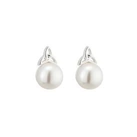 Sterling Silver Celtic Knot Pearl Stud Earrings