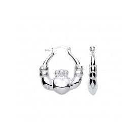 Sterling Silver Claddagh Creole Earrings