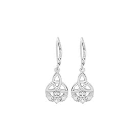 Sterling Silver Claddagh Drop Earrings