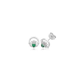 Sterling Silver Claddagh Stud Earrings