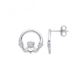 Sterling Silver Claddagh Stud Earrings