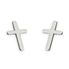 Sterling Silver Cross Stud Earrings