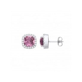 Sterling Silver CZ & Amy Stud Earrings