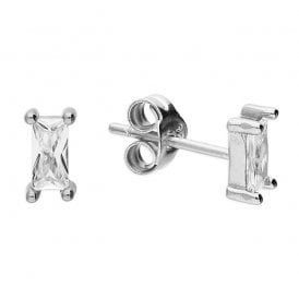 Sterling Silver CZ Baguette Earrings