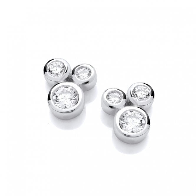 Lowry Sterling Silver Sterling Silver CZ Bubble Earrings