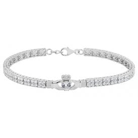 Sterling Silver CZ Claddagh Bracelet