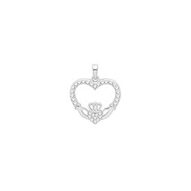 Sterling Silver CZ Claddagh Pendant