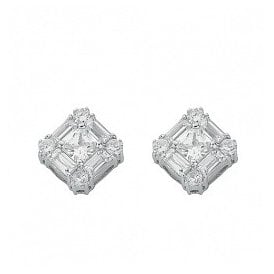 Sterling Silver Cz Cluster Stud Earrings