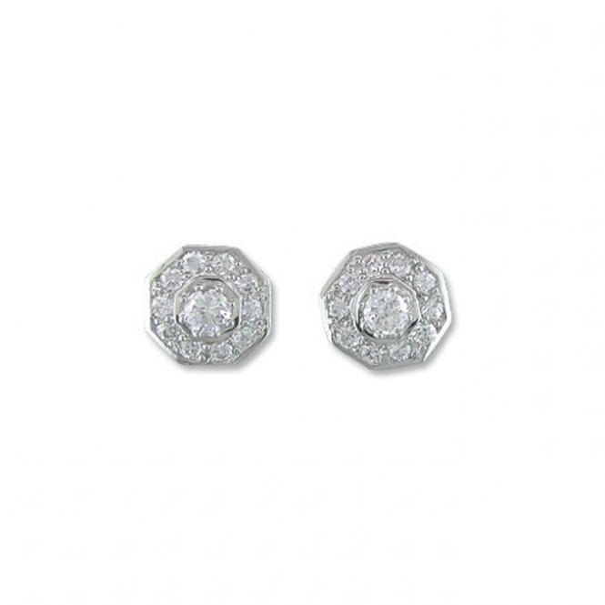 Lowry Sterling Silver Sterling Silver Cz Cluster Stud Earrings