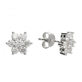 Sterling Silver CZ Cluster Stud Earrings
