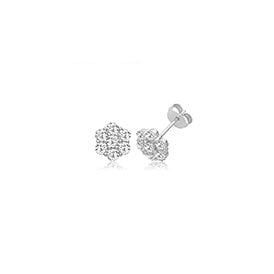 Sterling Silver CZ Cluster Stud Earrings