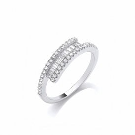 Sterling Silver CZ Crossover Ring