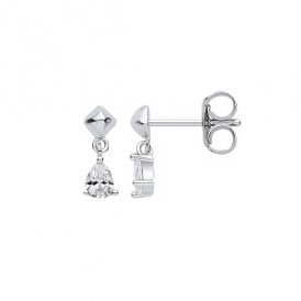 Sterling Silver CZ Drop Earrings