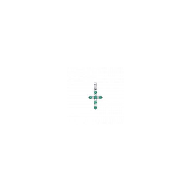 Lowry Sterling Silver Sterling Silver CZ & Em Cross Necklace