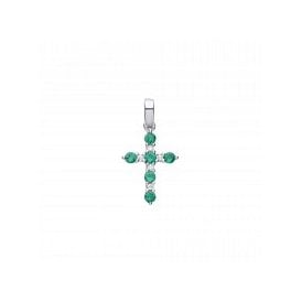 Sterling Silver CZ & Em Cross Necklace