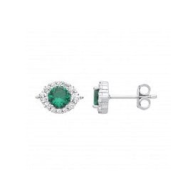 Sterling Silver CZ & Em Earrings