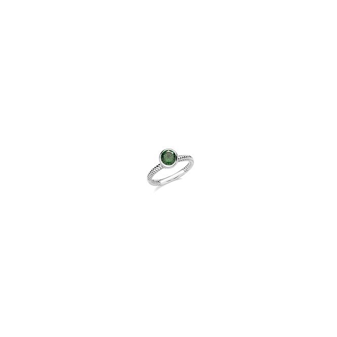 Lowry Sterling Silver Sterling Silver CZ Emerald Ring