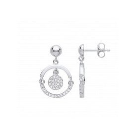 Sterling Silver CZ Fancy Drop Earrings