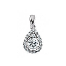 Sterling Silver CZ Fancy Pendant & Chain