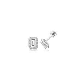 Sterling Silver CZ Fancy Stud Earrings