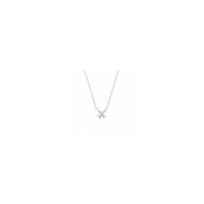 Lowry Sterling Silver Sterling Silver CZ Flower Necklace