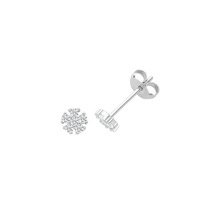 Lowry Sterling Silver Sterling Silver CZ Flower Stud Earrings