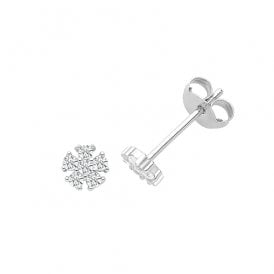 Sterling Silver CZ Flower Stud Earrings