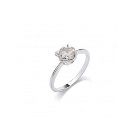 Sterling Silver CZ & Green Dress Ring