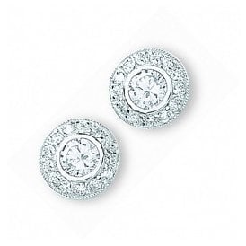 Sterling Silver Cz Halo Stud Earrings