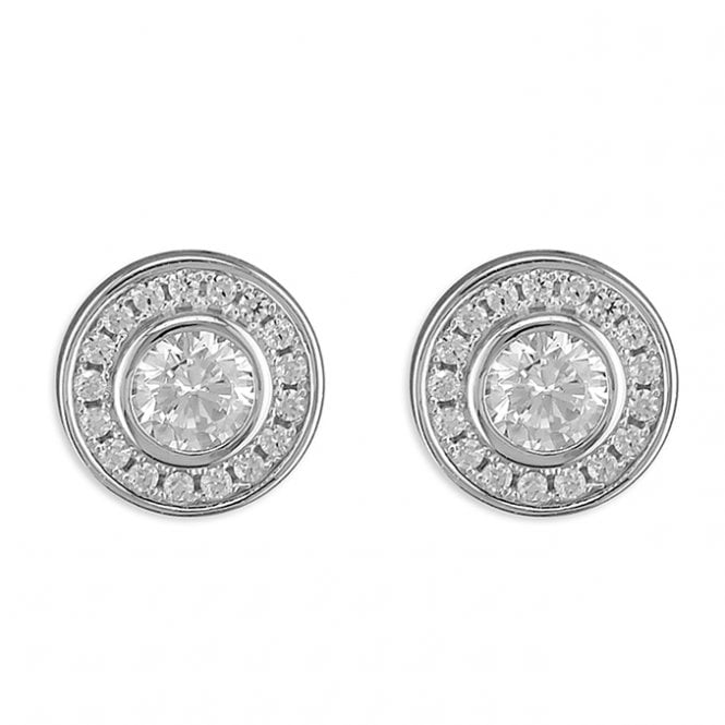 Lowry Sterling Silver Sterling Silver Cz Halo Stud Earrings