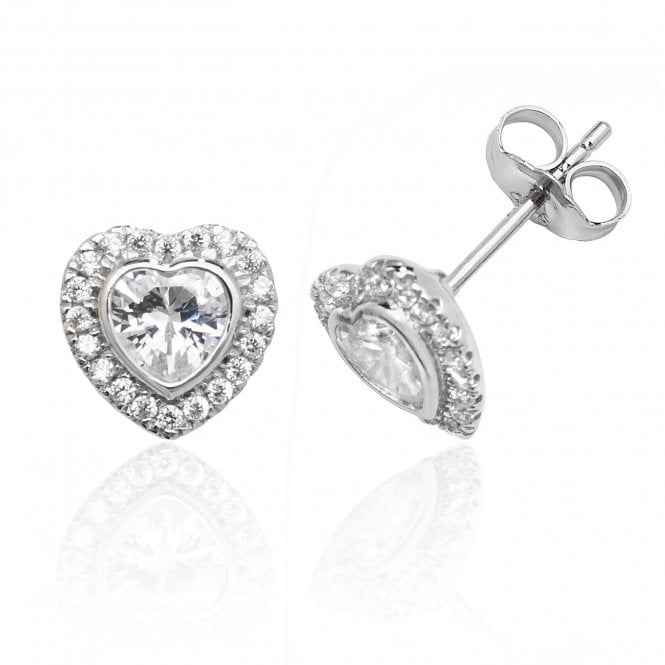 Lowry Sterling Silver Sterling Silver CZ Heart Earrings