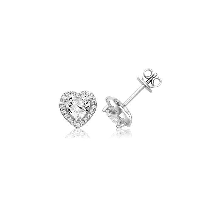 Lowry Sterling Silver Sterling Silver CZ Heart Earrings