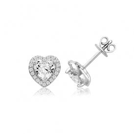Sterling Silver CZ Heart Earrings