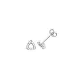 Sterling Silver CZ Heart Stud Earrings