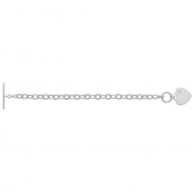 Sterling Silver CZ Heart Toggle Bracelet