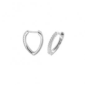 Sterling Silver CZ Hinged Hoop Earrings