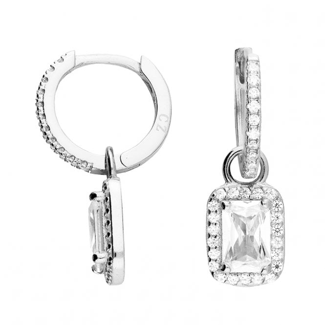 Lowry Sterling Silver Sterling Silver CZ Huggie Earrings