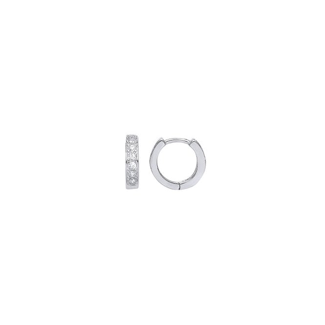 Lowry Sterling Silver Sterling Silver CZ Huggie Earrings