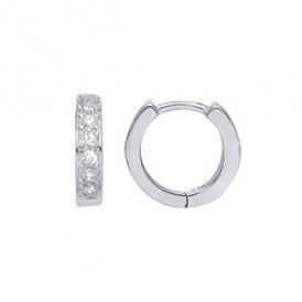 Sterling Silver CZ Huggie Earrings