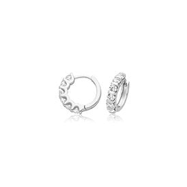 Sterling Silver CZ Huggie Earrings