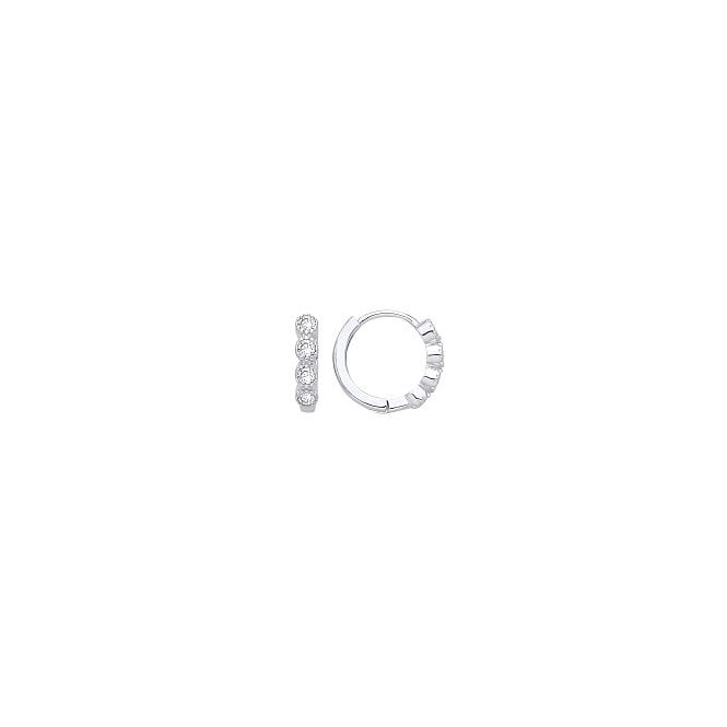 Lowry Sterling Silver Sterling Silver CZ Huggie Earrings