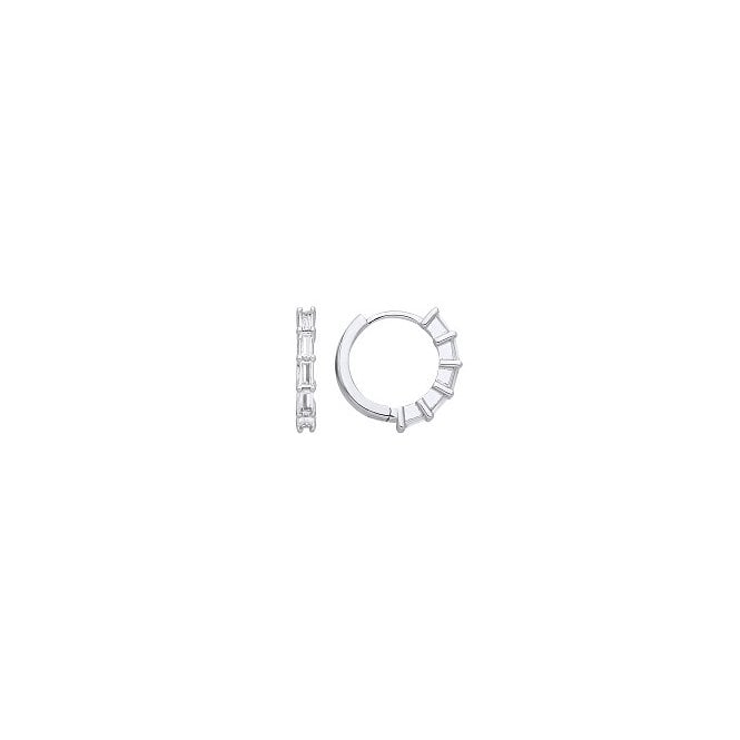 Lowry Sterling Silver Sterling Silver CZ Huggie Earrings