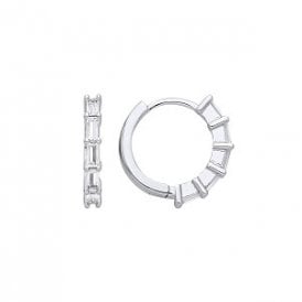 Sterling Silver CZ Huggie Earrings