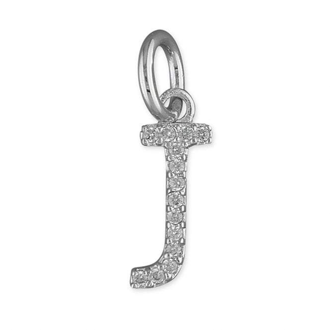 Lowry Sterling Silver Sterling Silver CZ Initial J Necklace