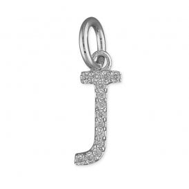 Sterling Silver CZ Initial J Necklace