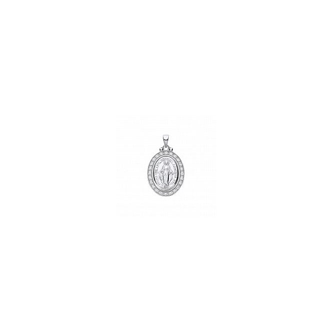 Lowry Sterling Silver Sterling Silver CZ M.Medal Pendant & Chain